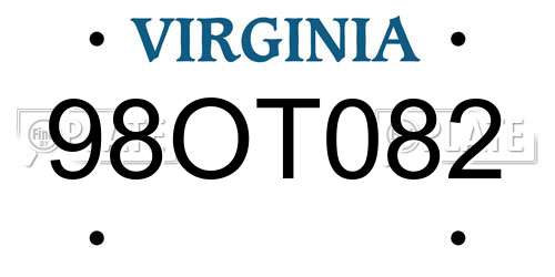 98OT082 Virginia License Plate