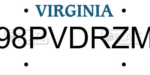 98PVDRZM Virginia License Plate