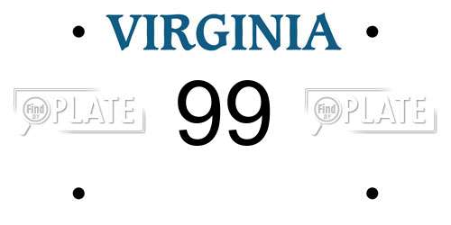 99 Virginia License Plate