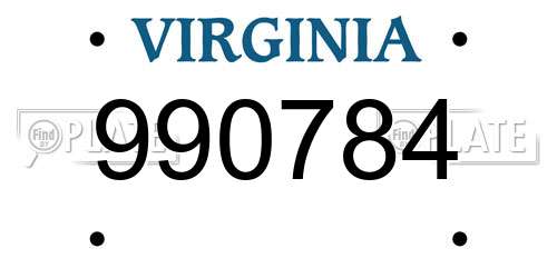 990784 Virginia License Plate