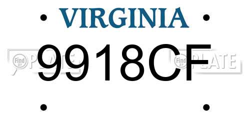 9918CF Virginia License Plate