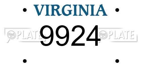 9924 Virginia License Plate