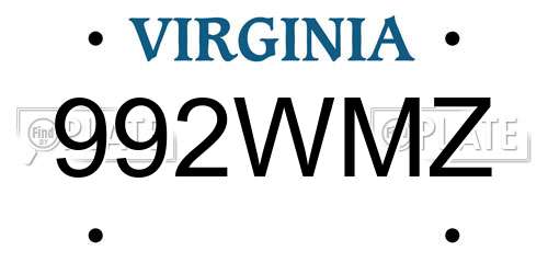 992WMZ Virginia License Plate