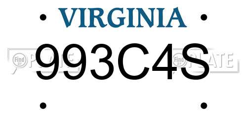 993C4S Virginia License Plate