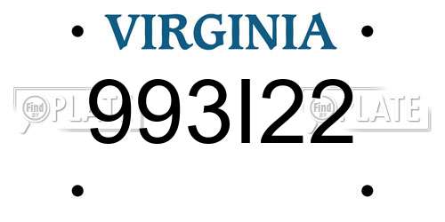 993I22 Virginia License Plate