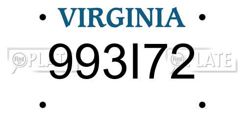 993I72 Virginia License Plate