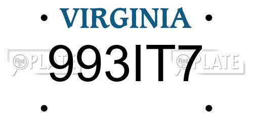 993IT7 Virginia License Plate