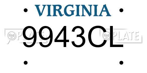 9943CL Virginia License Plate