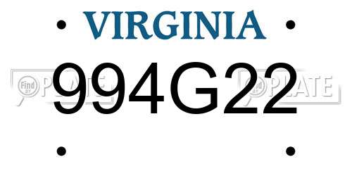994G22 Virginia License Plate