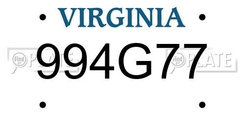 994G77 Virginia License Plate