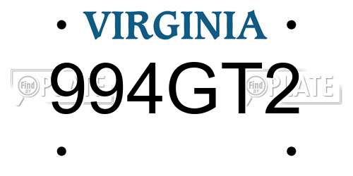 994GT2 Virginia License Plate