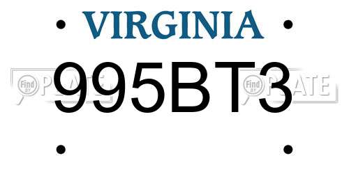 995BT3 Virginia License Plate