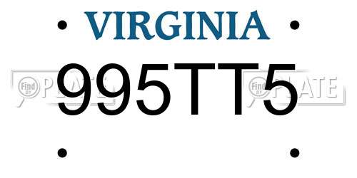 995TT5 Virginia License Plate