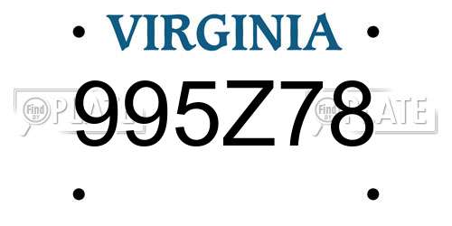 995Z78 Virginia License Plate