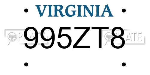 995ZT8 Virginia License Plate