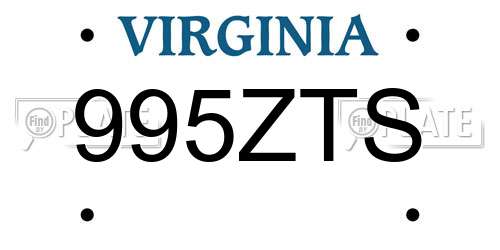995ZTS Virginia License Plate