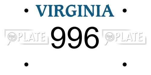 996 Virginia License Plate