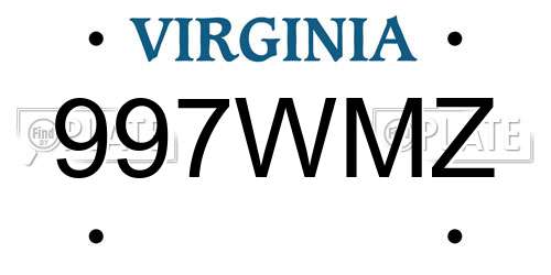 997WMZ Virginia License Plate