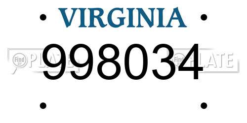 998034 Virginia License Plate
