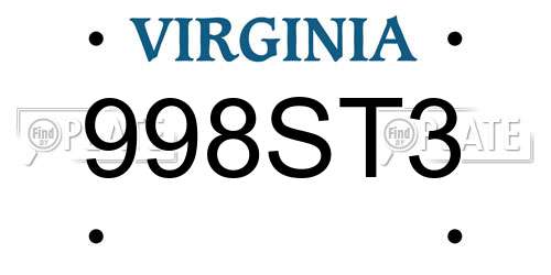 998ST3 Virginia License Plate