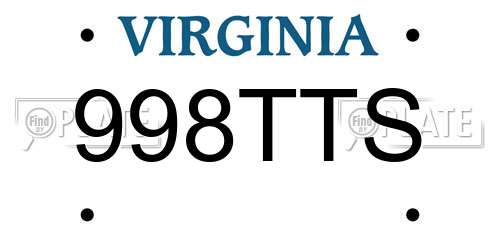 998TTS Virginia License Plate
