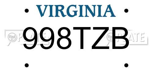 998TZB Virginia License Plate