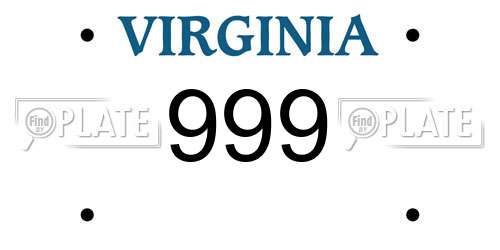 999 Virginia License Plate