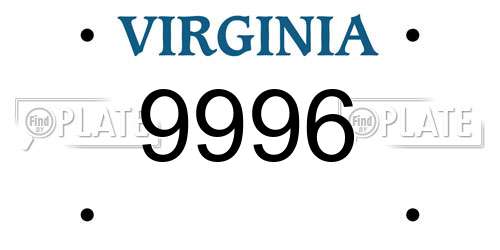 9996 Virginia License Plate
