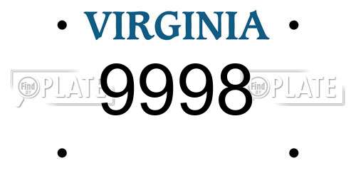 9998 Virginia License Plate
