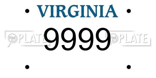 9999 Virginia License Plate