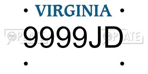 9999JD Virginia License Plate