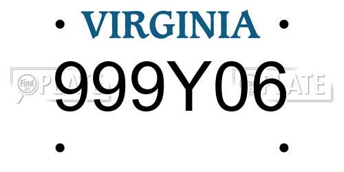 999Y06 Virginia License Plate