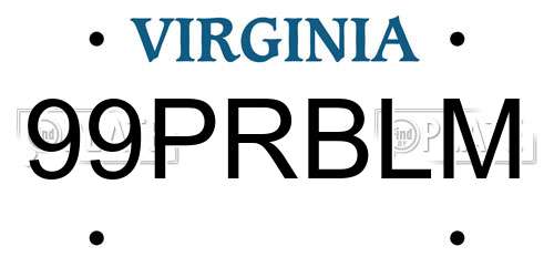99PRBLM Virginia License Plate