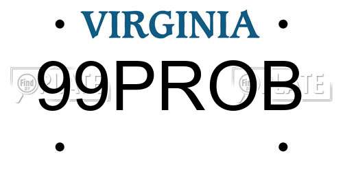 99PROB Virginia License Plate