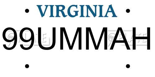 99UMMAH Virginia License Plate
