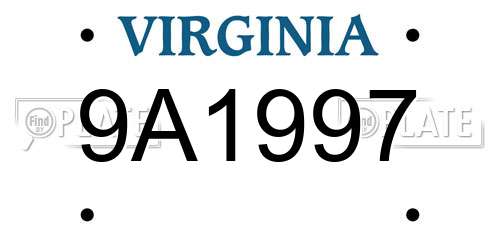 9A1997 Virginia License Plate