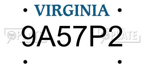 9A57P2 Virginia License Plate