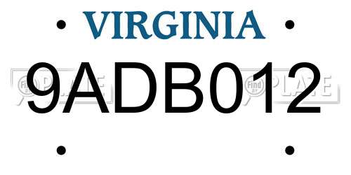 9ADB012 Virginia License Plate