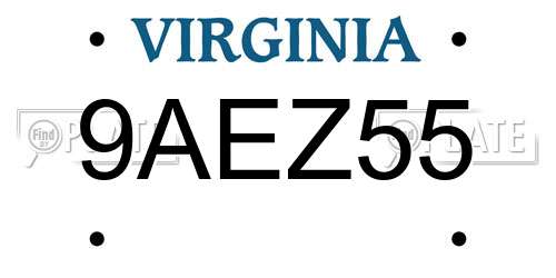 9AEZ55 Virginia License Plate