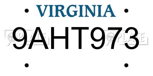 9AHT973 Virginia License Plate
