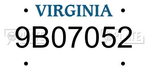 9B07052 Virginia License Plate