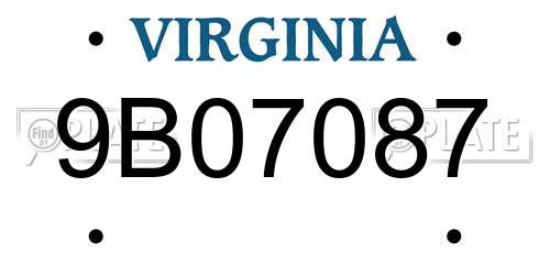 9B07087 Virginia License Plate