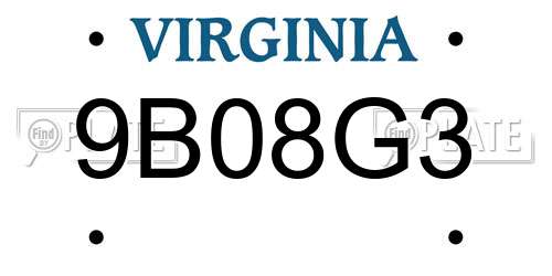9B08G3 Virginia License Plate
