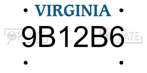 9B12B6 Virginia License Plate