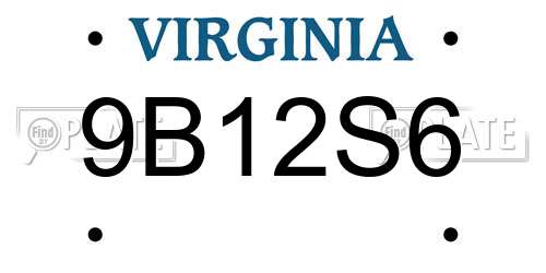 9B12S6 Virginia License Plate