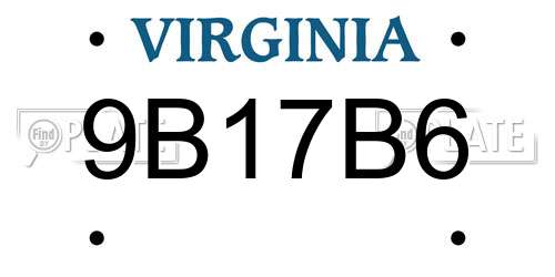 9B17B6 Virginia License Plate