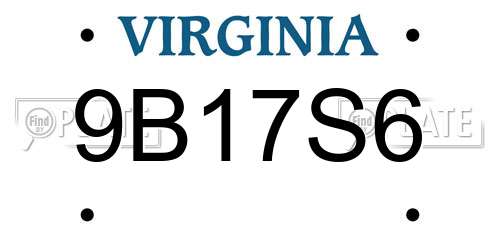 9B17S6 Virginia License Plate