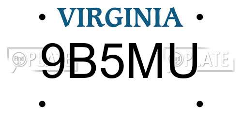 9B5MU Virginia License Plate