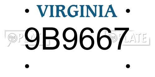 9B9667 Virginia License Plate
