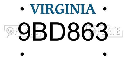 9BD863 Virginia License Plate